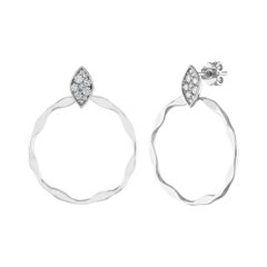 Used 0.33 Carats Diamond & White Gold Front Facing Hoop Earrings