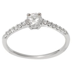 Bague de fiançailles solitaire en or blanc 18 carats avec diamant rond de 0,33 carat