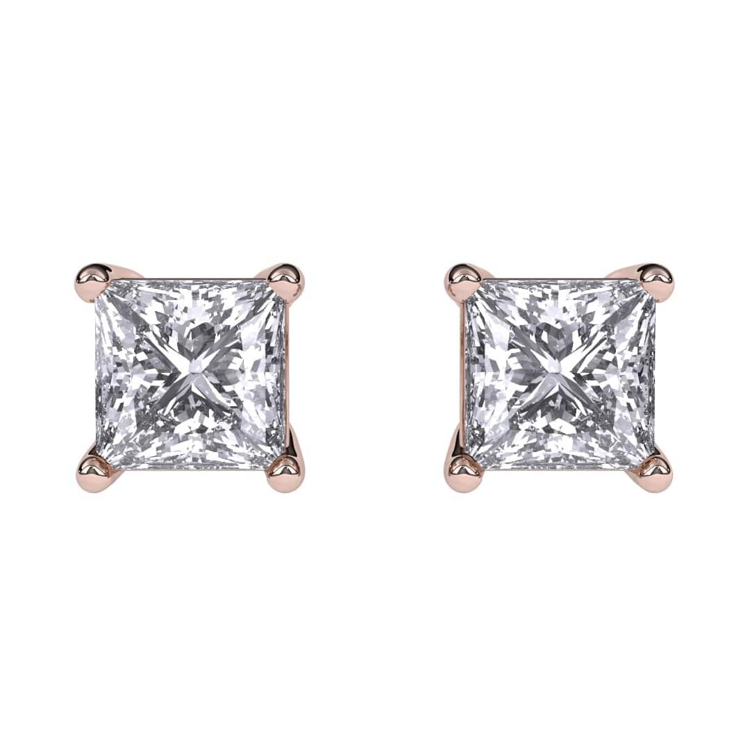 0.33 CT GH-I1 Clarity Natural Diamond Princess Cut Stud Earrings, 14k Gold. In New Condition For Sale In Los Angeles, CA