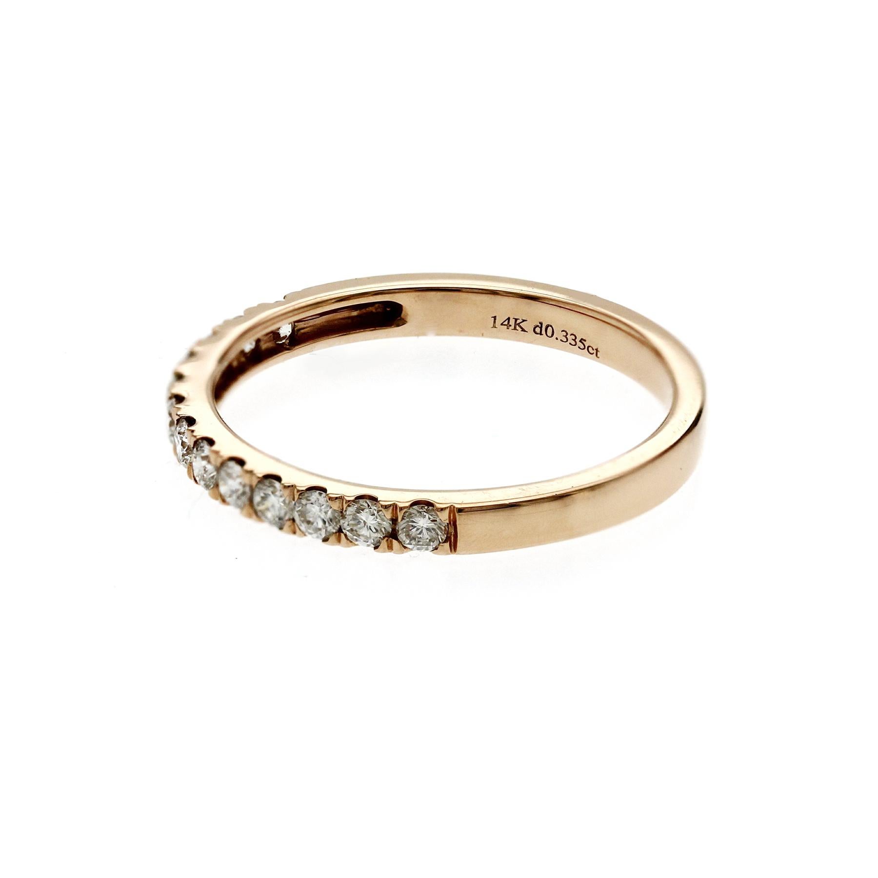 0.33 CT Natural Diamond 14K Rose Gold Wedding Band Ring Size 6 Unisexe en vente