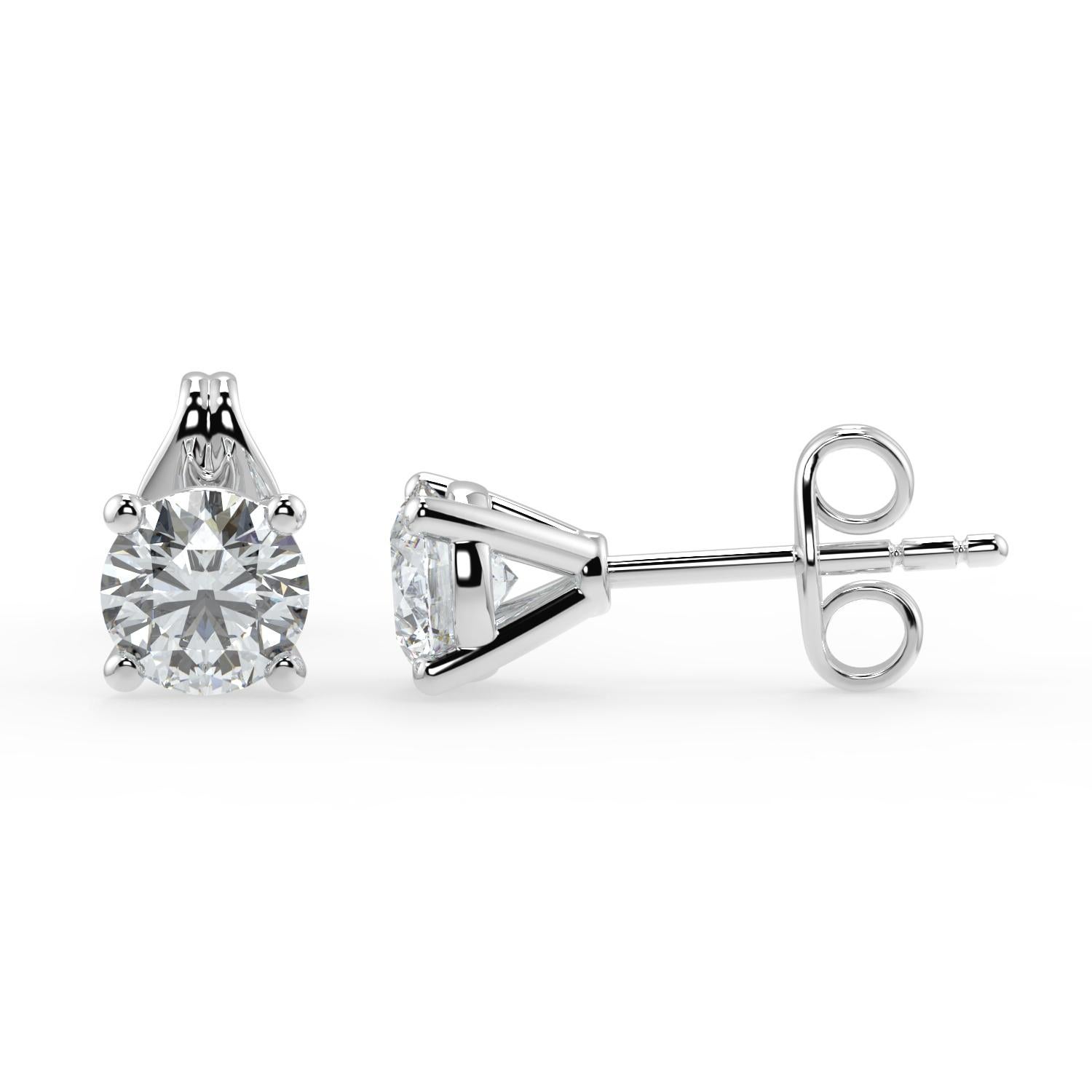 Women's or Men's 0.33 Ct Natural  Diamond  I1 Clarity Round Shape Solitaire 4 Prong Studs For Sale