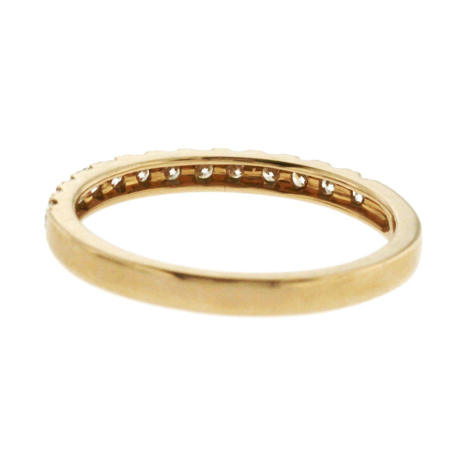 Women's 0.33 Carat Natural Diamonds G SI1 in 14 Karat Rose Gold Half Wedding Band Ring For Sale