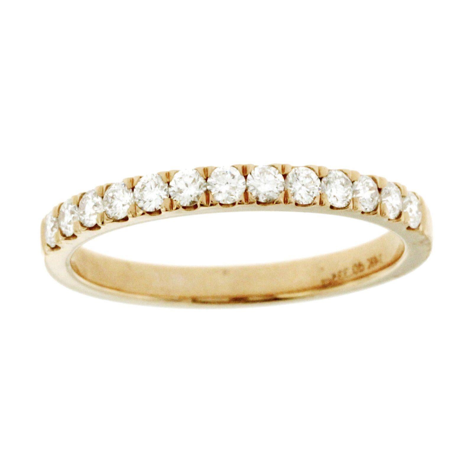 0.33 Carat Natural Diamonds G SI1 in 14 Karat Rose Gold Half Wedding Band Ring