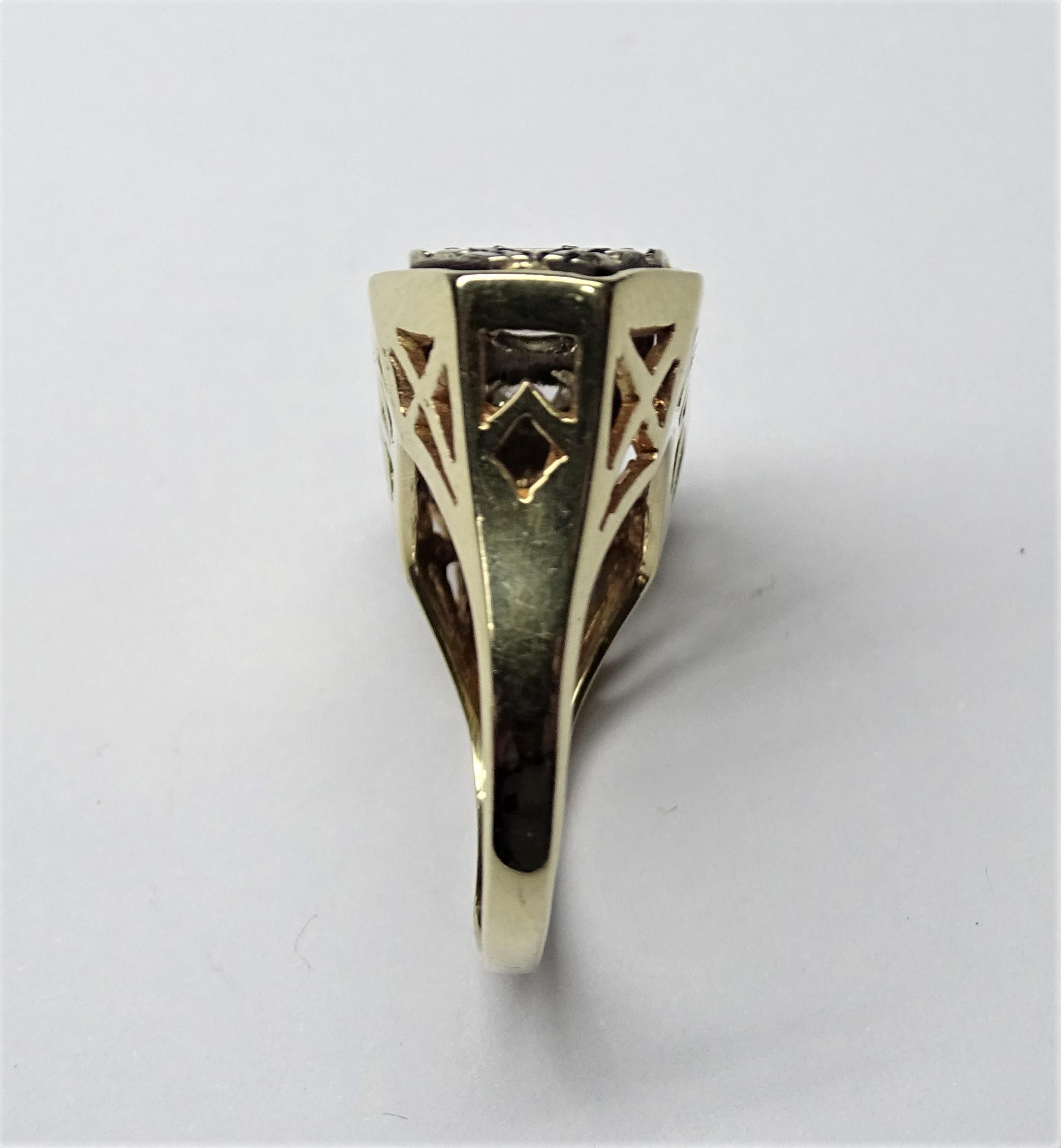 0.33 Rose Cut Diamonds 14 Karat Yellow Gold Engagement Ring For Sale 2
