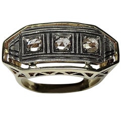 0.33 Rose Cut Diamonds 14 Karat Yellow Gold Engagement Ring Vintage 0.33 Rose Cut Diamonds 14 Karat Yellow Gold Engagement Ring