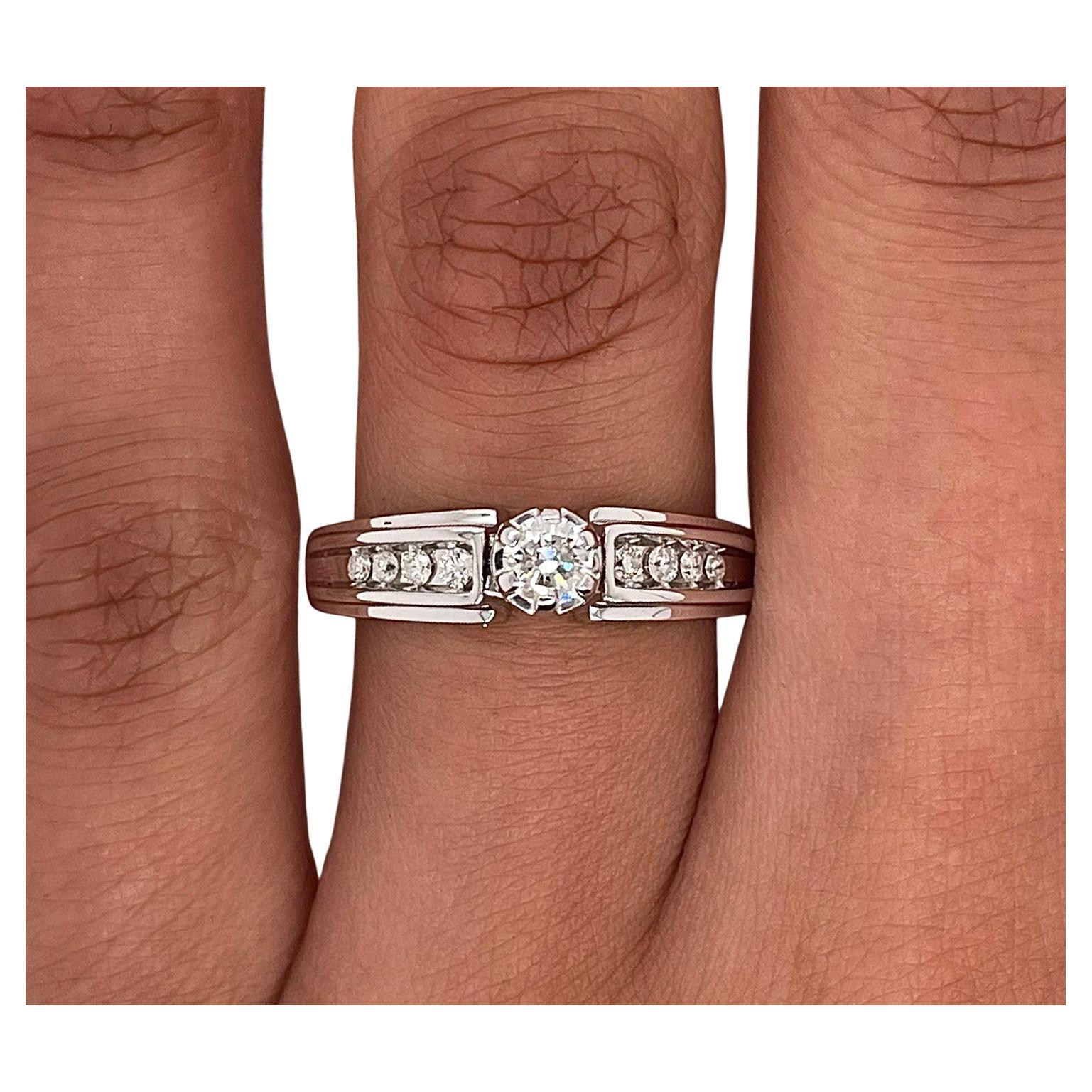 0.33 Total Carat Round Diamond Prong-Set Engagement Ring