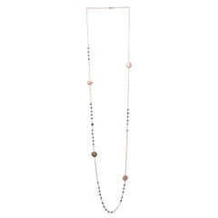 0.33 White GVS 33.46 Round, Bead, Rose Cut Brown Pink Gold Long Chain Necklace
