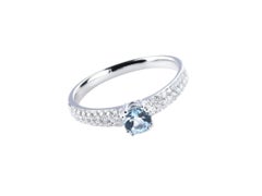 Sunita Nahata Aquamarine 0.33ct. and Diamond Ring in 14Karat White Gold.