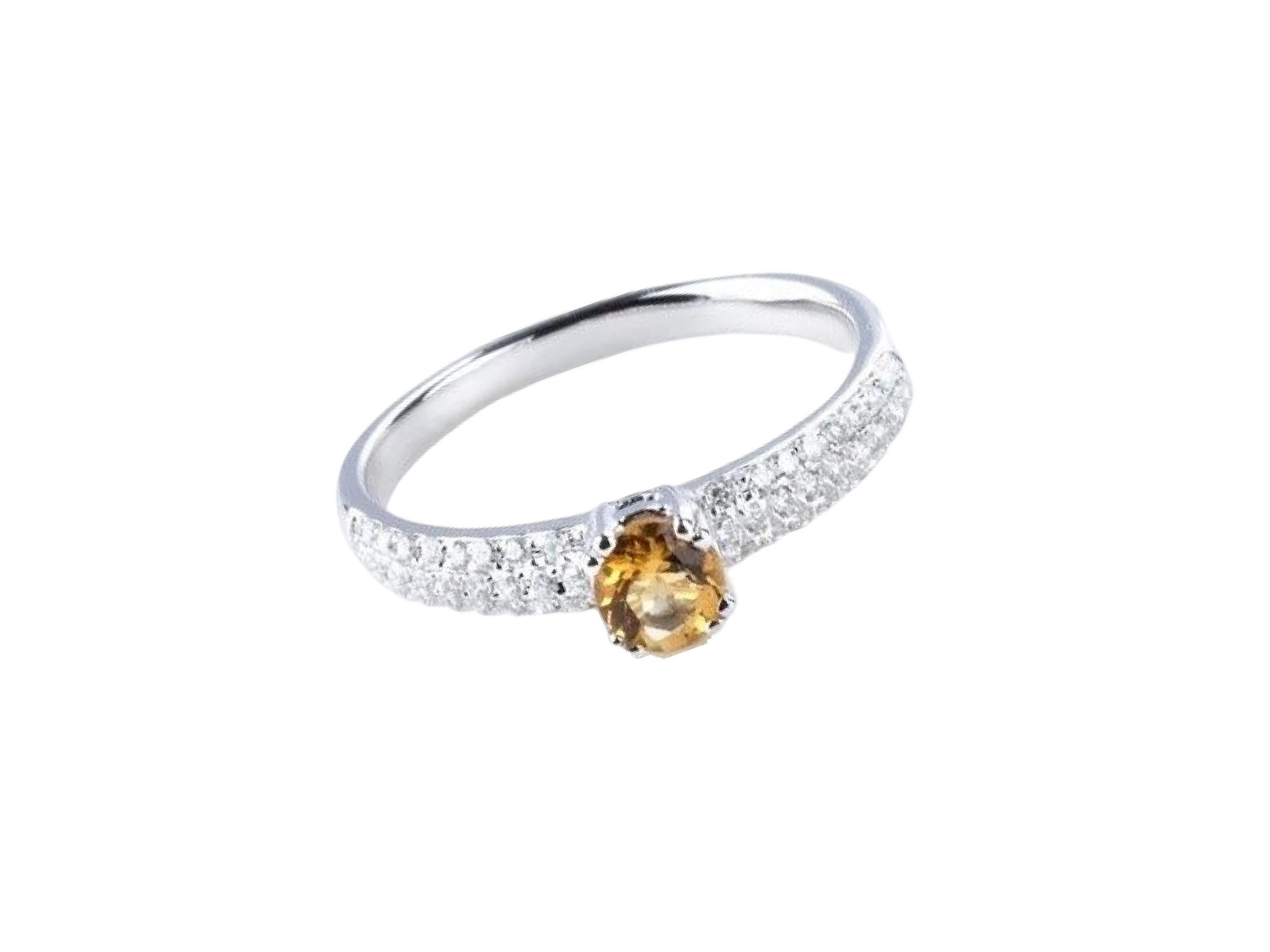 For Sale:  0.335 Carat Citrine and Diamond Ring in 14 Karat White Gold 2