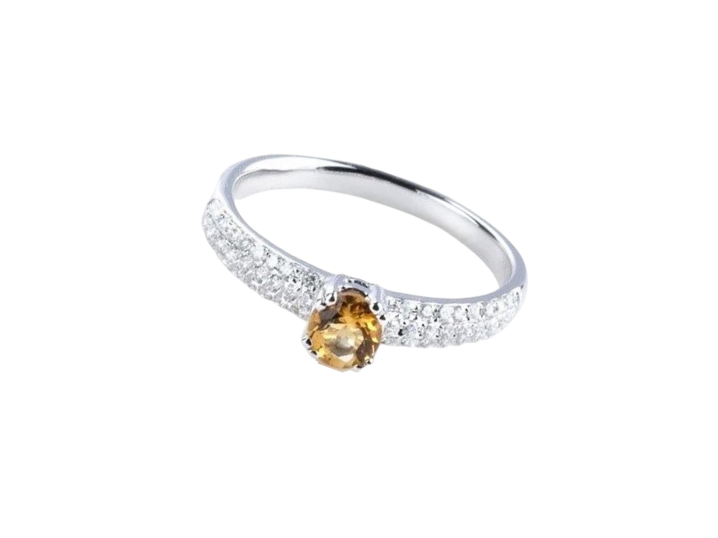 For Sale:  0.335 Carat Citrine and Diamond Ring in 14 Karat White Gold 4