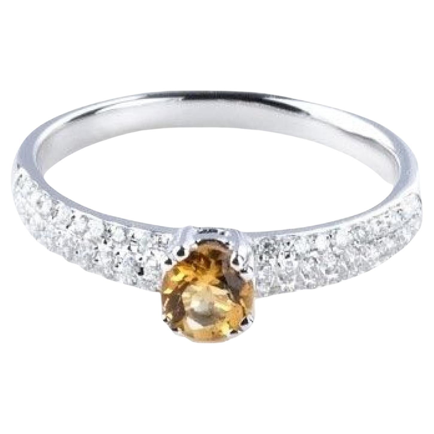 For Sale:  0.335 Carat Citrine and Diamond Ring in 14 Karat White Gold