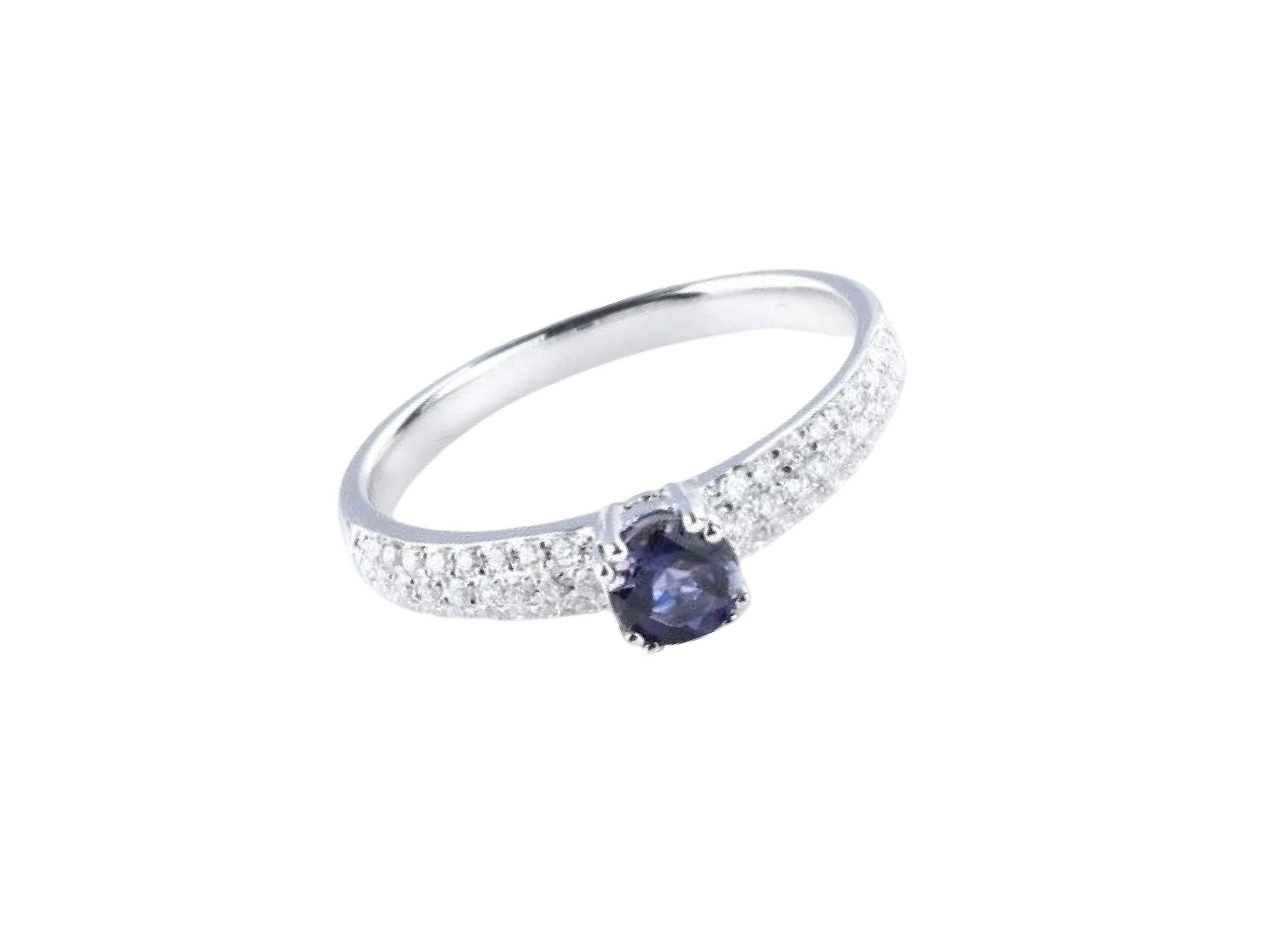 For Sale:  0.335 Carat Iolite and Diamond Ring in 14 Karat White Gold 2
