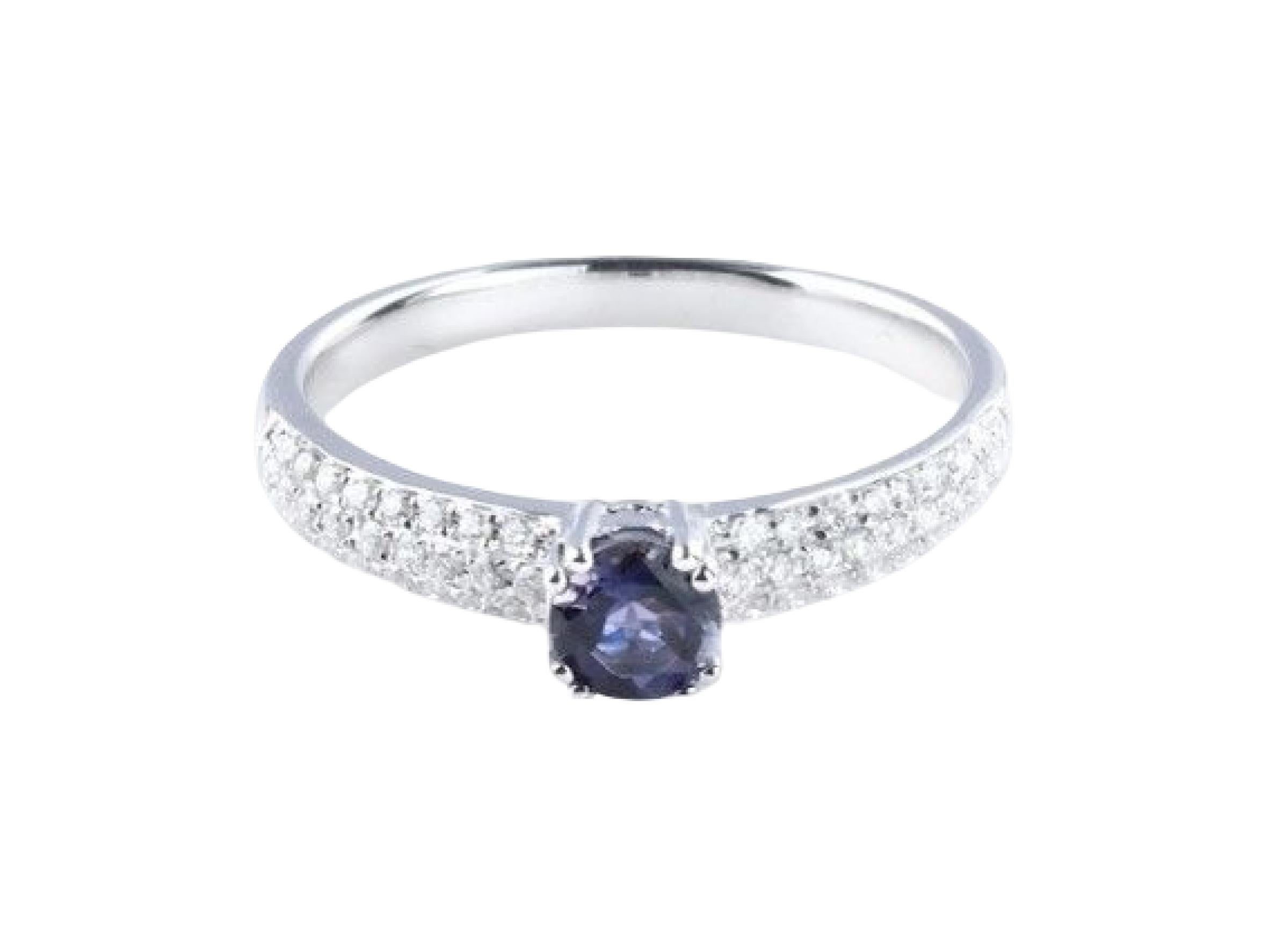 For Sale:  0.335 Carat Iolite and Diamond Ring in 14 Karat White Gold 3