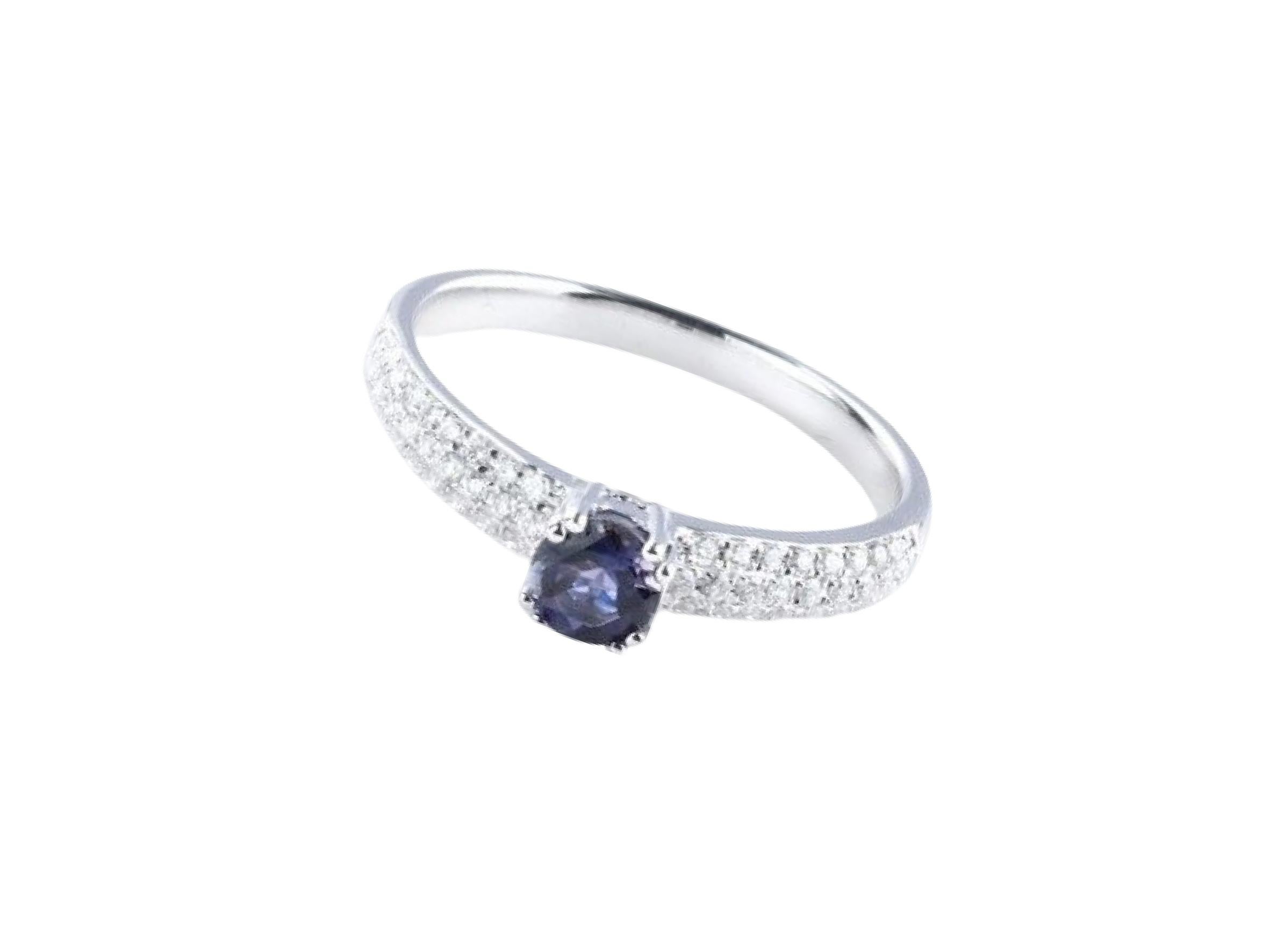 For Sale:  0.335 Carat Iolite and Diamond Ring in 14 Karat White Gold 4