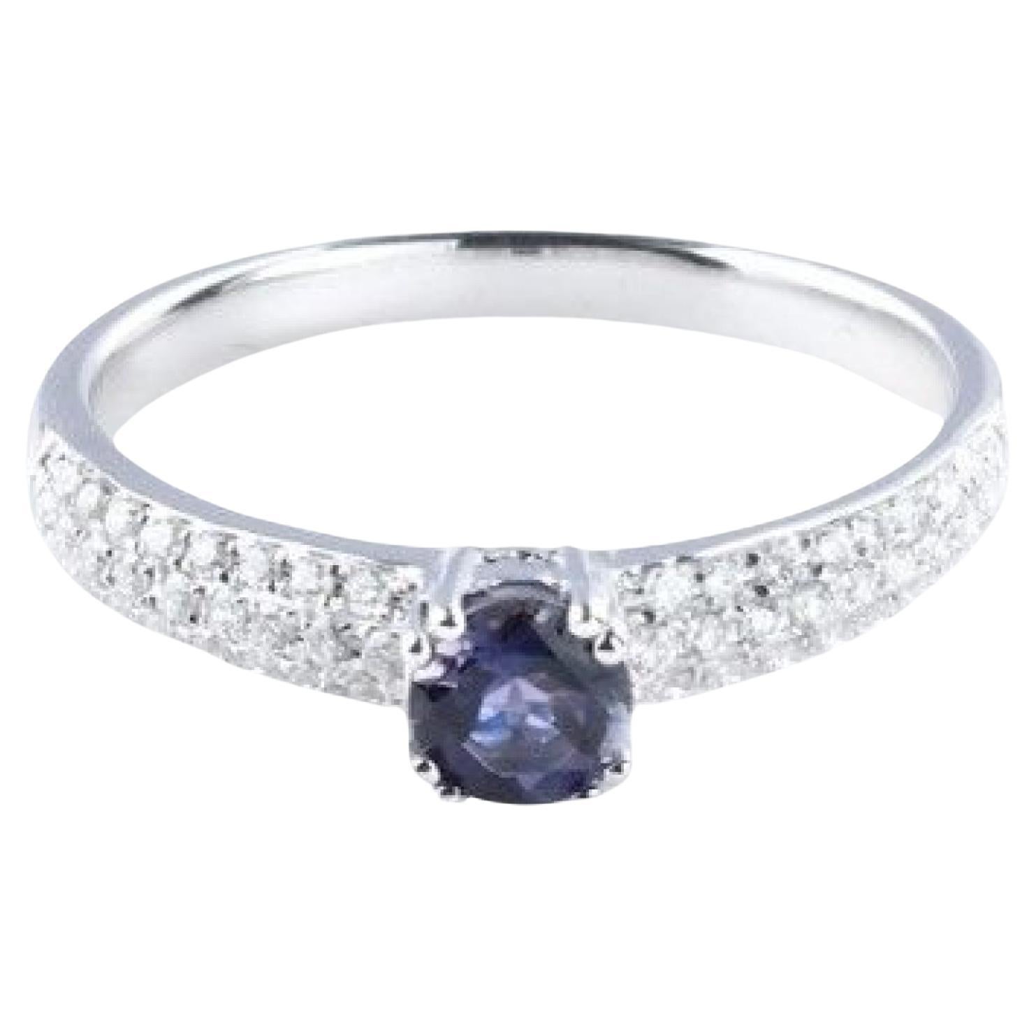 Sunita Nahata Iolite 0.33ct. and Diamond Ring in 14Karat White Gold