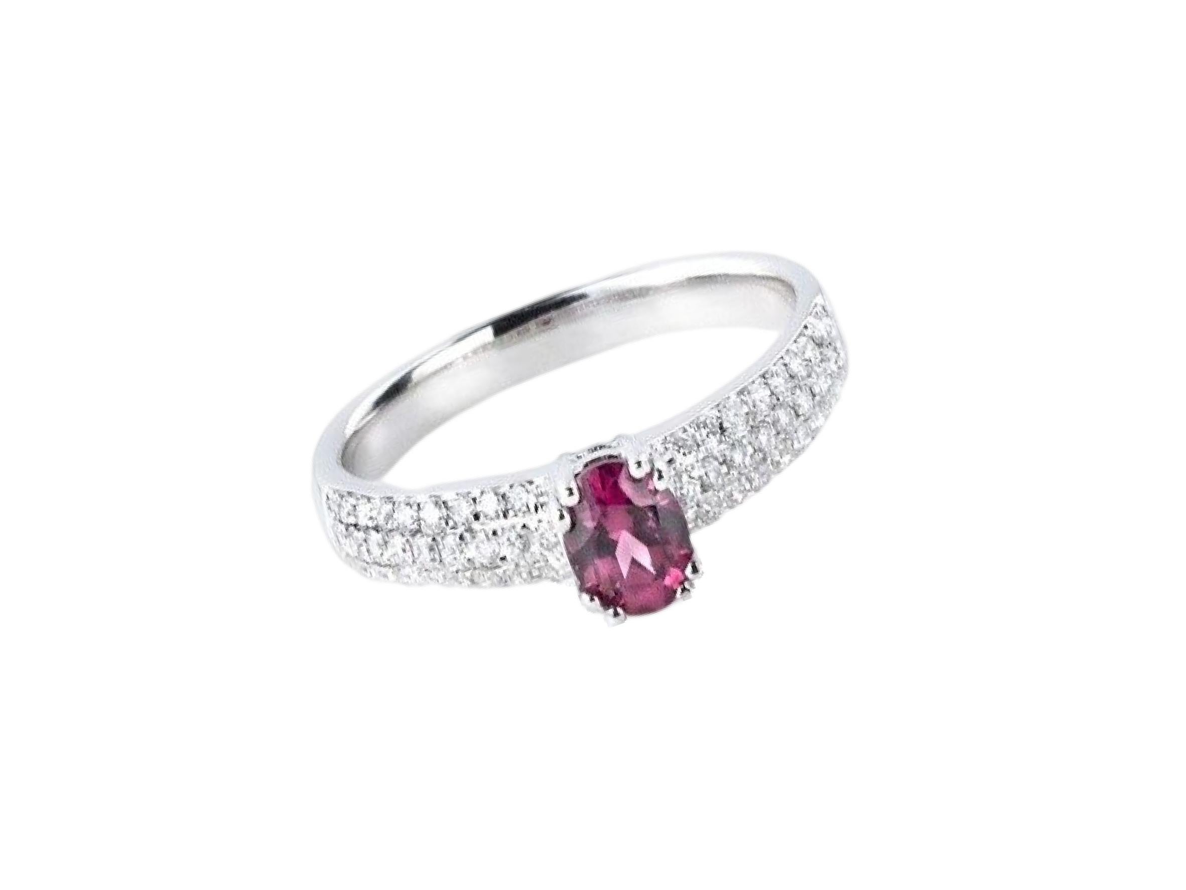 For Sale:  0.337 Carat Pink Tourmaline and Diamond Ring in 14 Karat White Gold 2