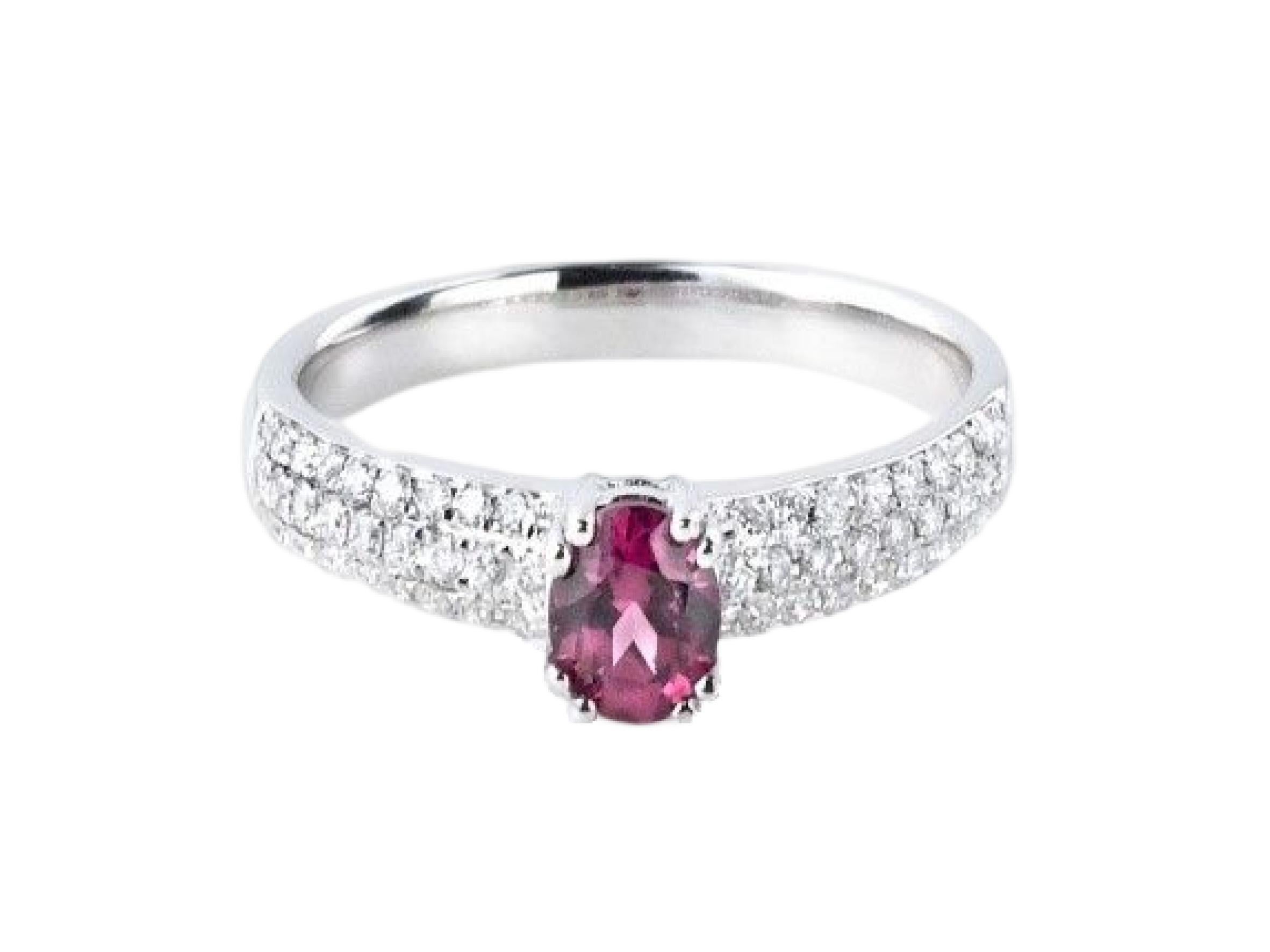 For Sale:  0.337 Carat Pink Tourmaline and Diamond Ring in 14 Karat White Gold 3