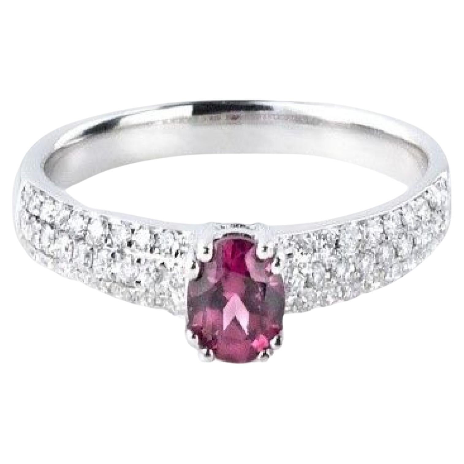 For Sale:  0.337 Carat Pink Tourmaline and Diamond Ring in 14 Karat White Gold