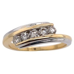 0.33ct 5-Stone Diamond Crossover Ring in 18ct Yellow 
White Gold
