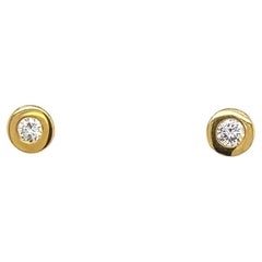 0.33ct Diamond Studs Earrings in Rubover Setting in 18ct Yellow Gold