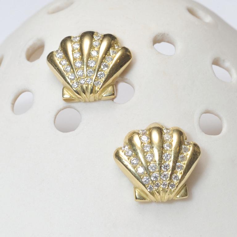 diamond-cut scallop shell earrings