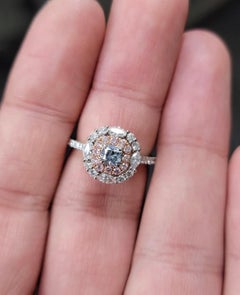 0.33ct Fancy Gray Blue Radiant SI1 GIA Ring