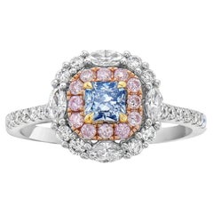 0.33ct Fancy Gray Blue Radiant SI1 GIA Ring