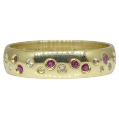 0.33ct Ruby & Diamond Starry Night Wedding Ring set in 14k Yellow Gold