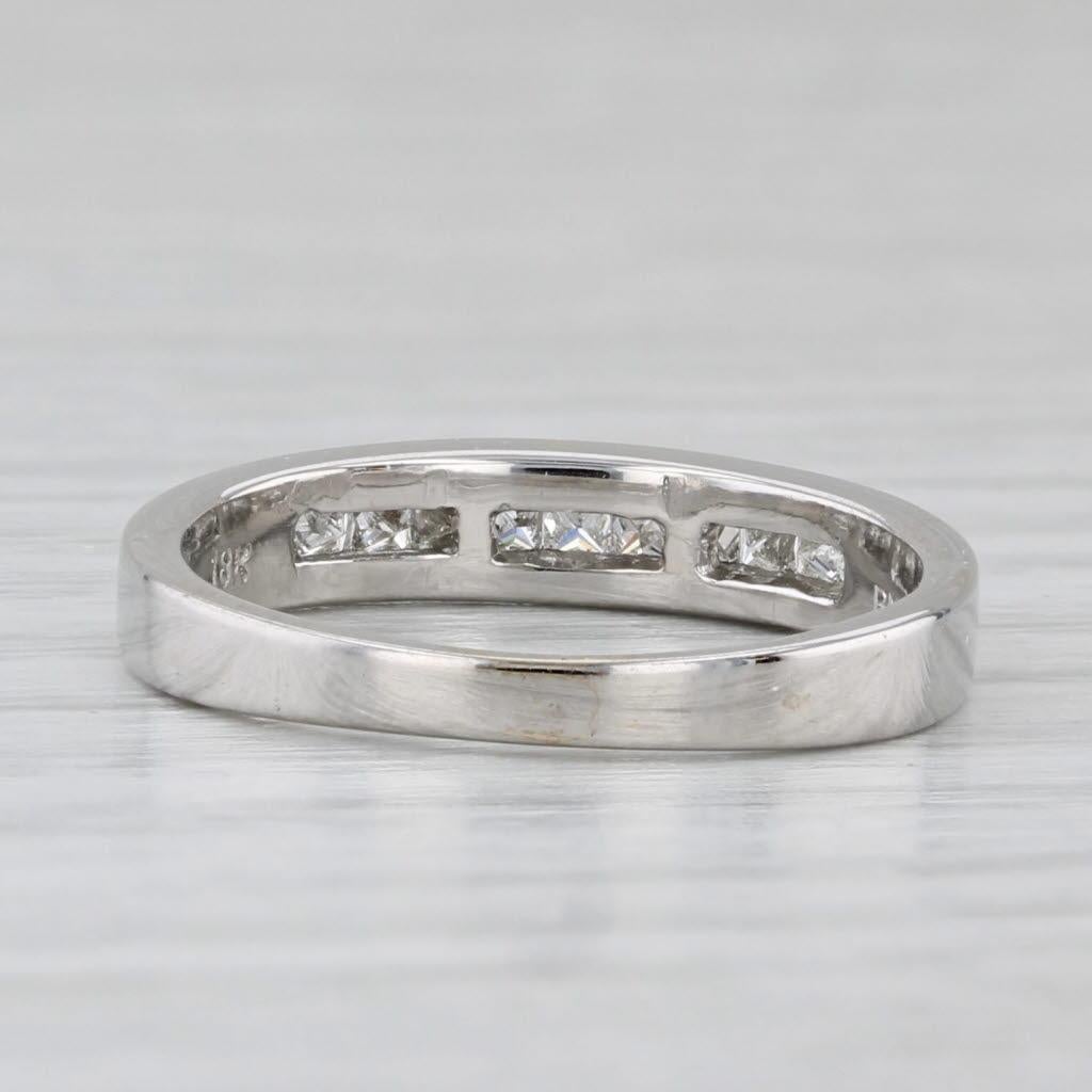 0.33ctw Channel Set Diamond Wedding Band 18k White Gold Sz 5.5 Anniversary Ring Corte princesa en venta