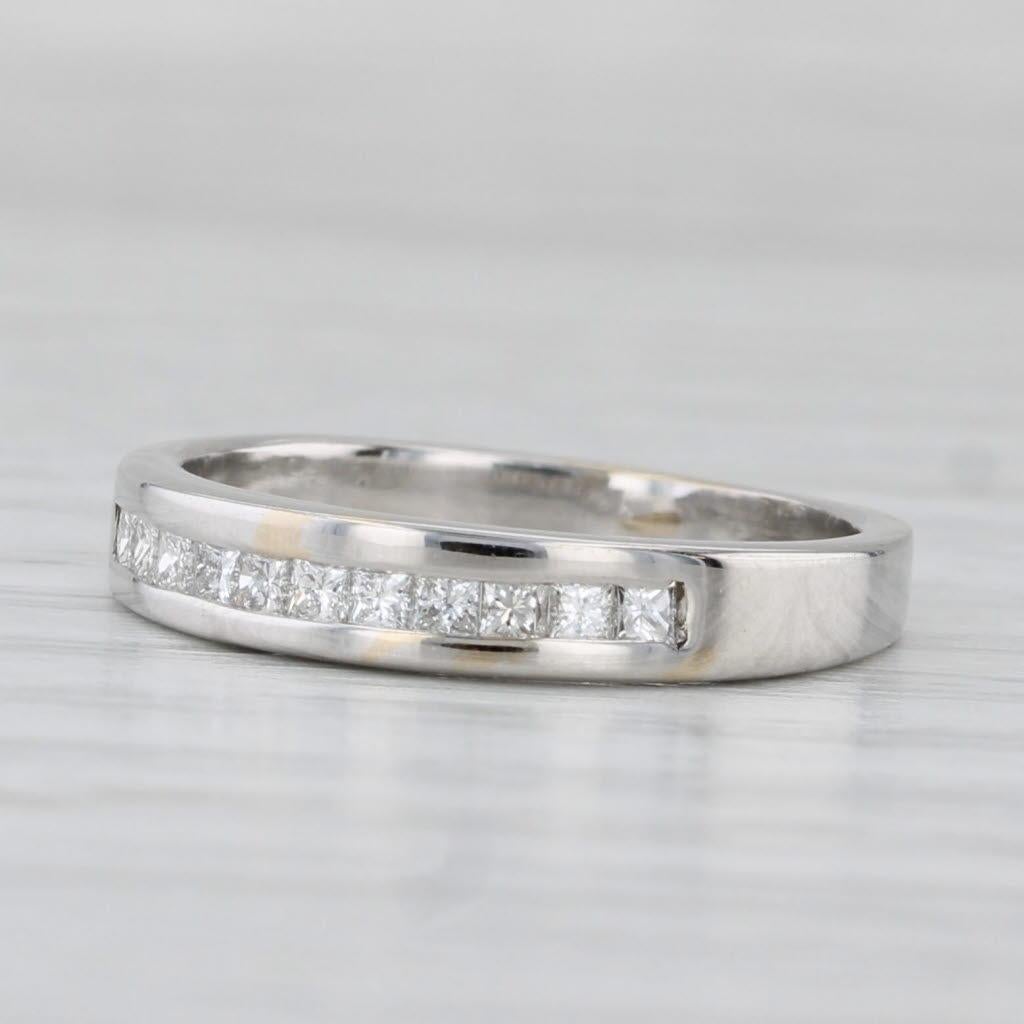 Femenino o masculino 0.33ctw Channel Set Diamond Wedding Band 18k White Gold Sz 5.5 Anniversary Ring en venta