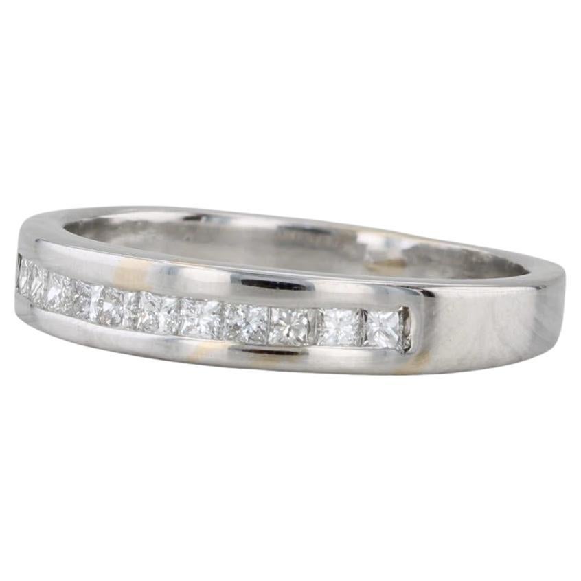 0.33ctw Channel Set Diamond Wedding Band 18k White Gold Sz 5.5 Anniversary Ring
