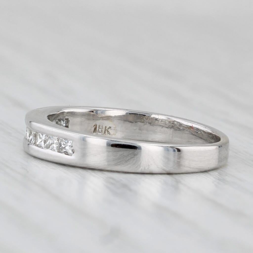 0.33ctw Diamond Channel Set Wedding Band 18k White Gold Size 5.25 Ring Stackable Unisexe en vente