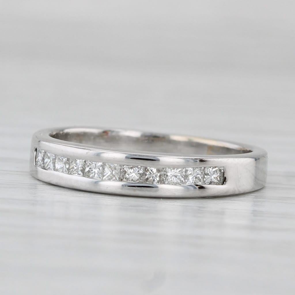 0.33ctw Diamond Channel Set Wedding Band 18k White Gold Size 5.25 Ring Stackable en vente 1