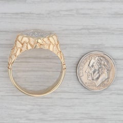 0.33ctw Diamond Cluster Gold Nugget Ring 14k Yellow Gold Men's Size 12.5