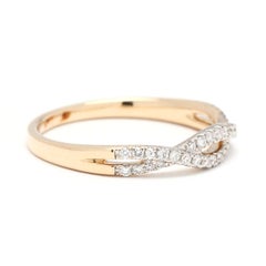 0.33ctw Diamond Criss Cross Band Ring, 14k Yellow Gold, Ring Size 6.5