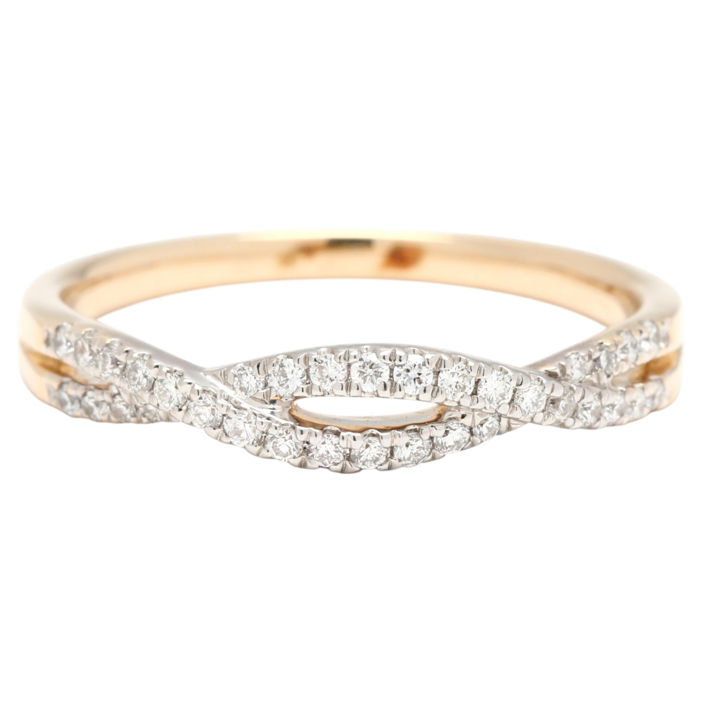 0.33ctw Diamond Criss Cross Band Ring, 14k Yellow Gold, Ring Size 6.5 For Sale