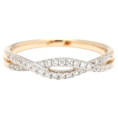 0.33ctw Diamond Crisscross Band Ring, 14k Yellow Gold, Ring Size 6.5