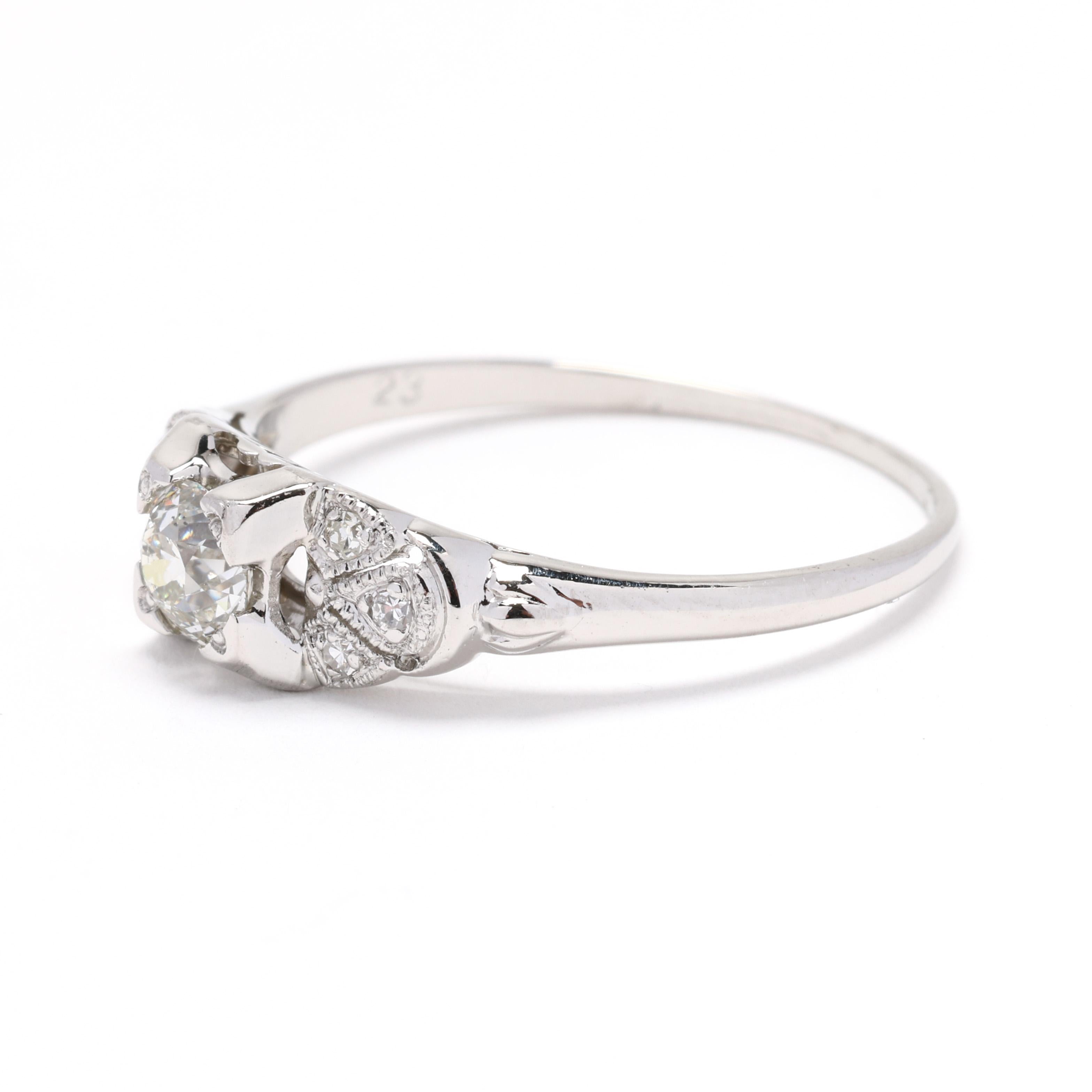 Verlobungsring, Platin, 0,33 Karat Diamant, Ring Größe 7,5 Damen im Angebot