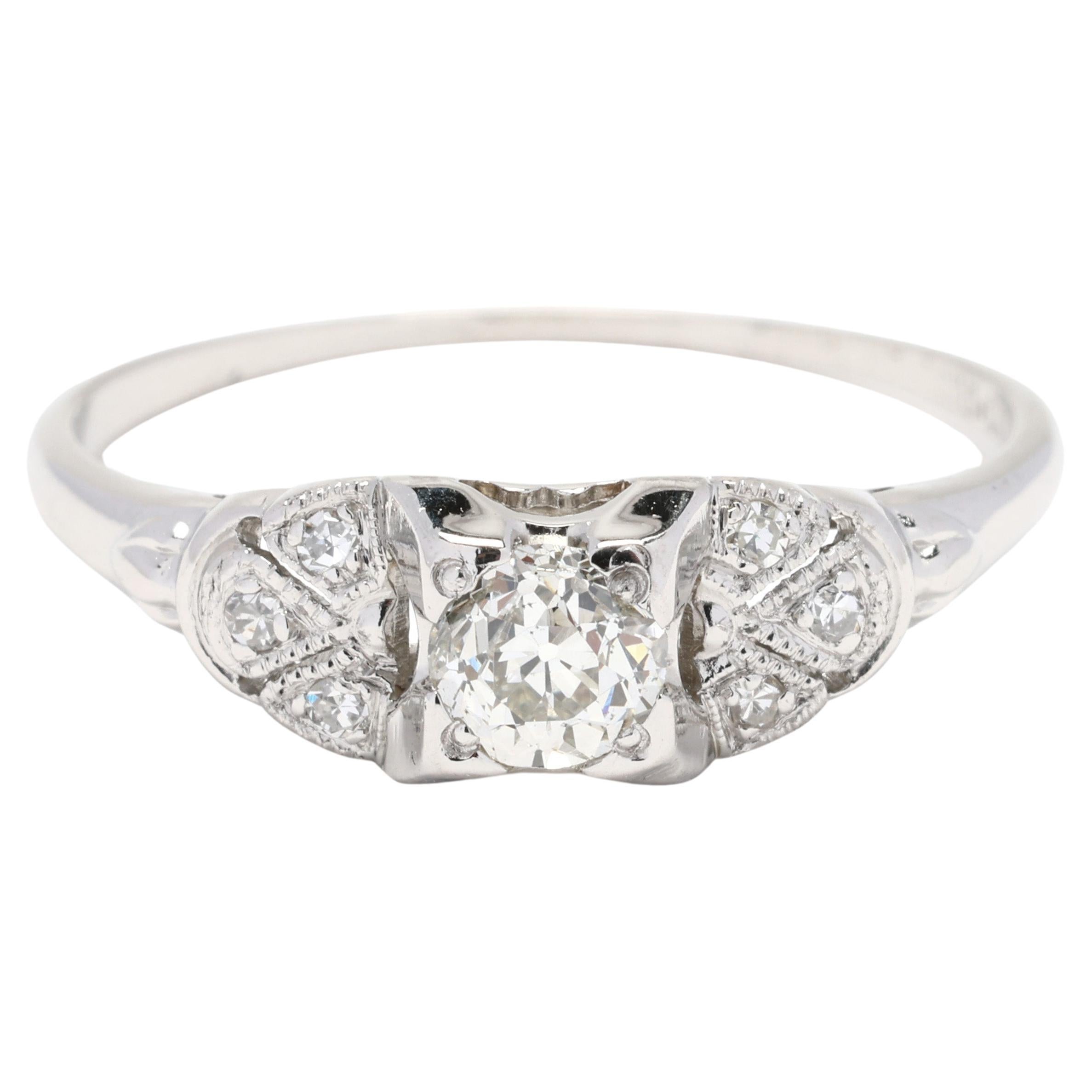Verlobungsring, Platin, 0,33 Karat Diamant, Ring Größe 7,5 im Angebot