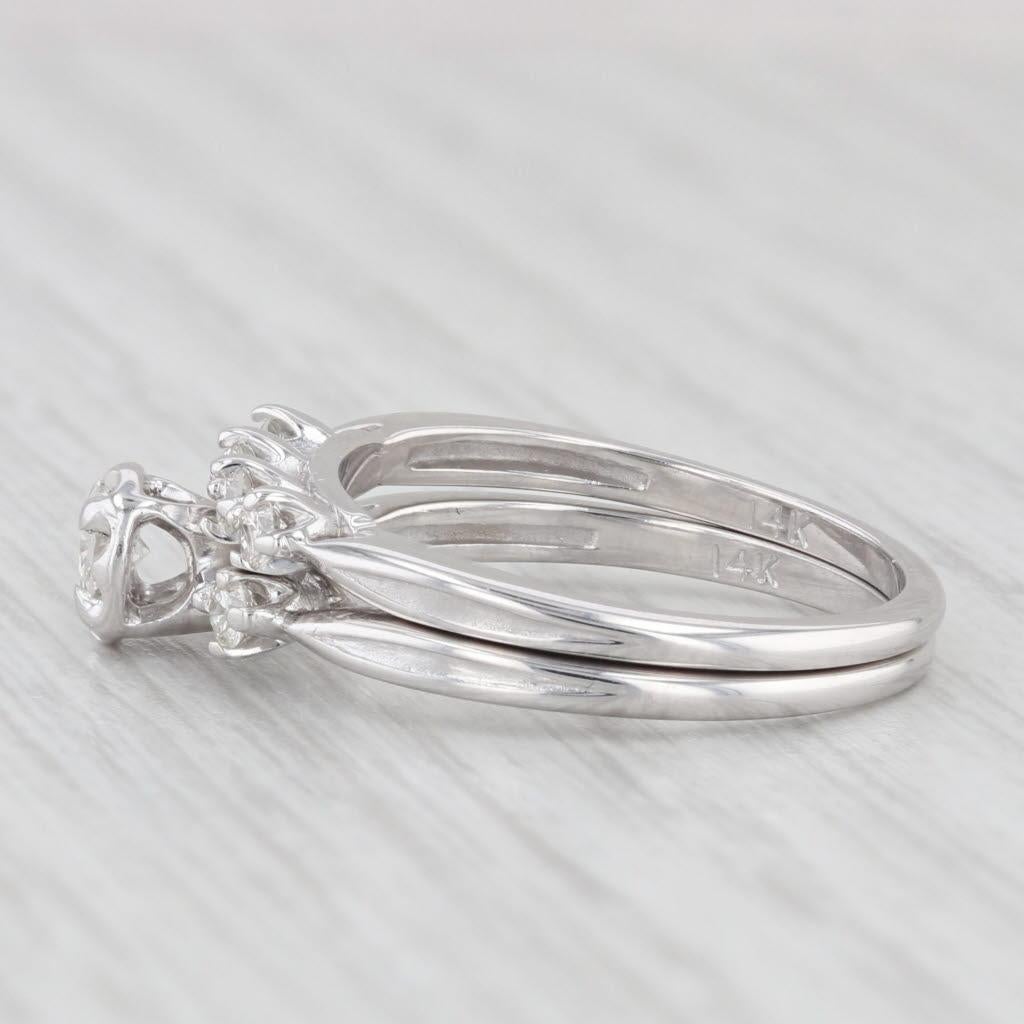  0.33ctw Diamond Engagement Ring Wedding Band Set 14k White Gold Vintage Pour femmes 