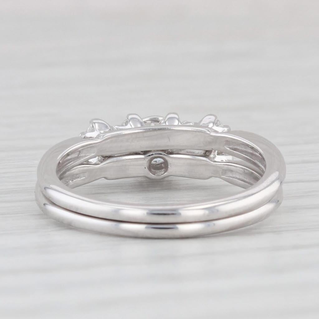 0.33ctw Diamond Engagement Ring Wedding Band Set 14k White Gold Vintage 1
