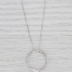 0.33ctw Diamond Eternity Circle Pendant Necklace 14k White Gold 18.75" Box Chain