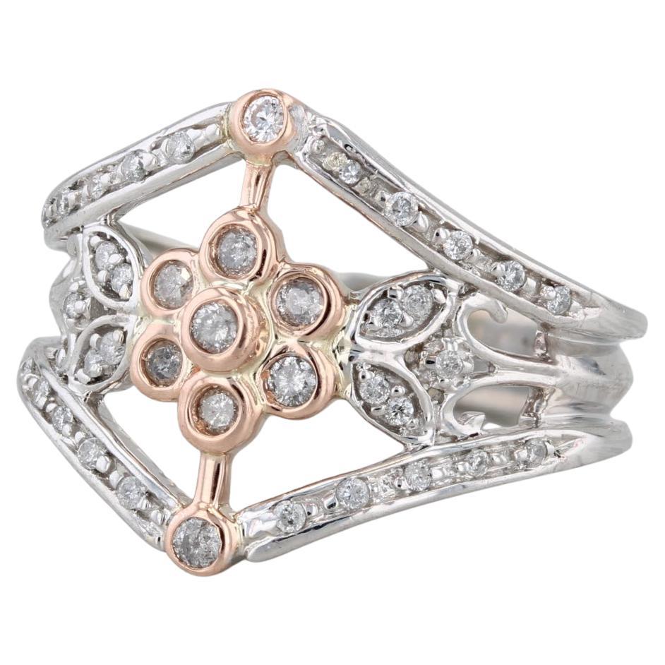 0.33ctw Diamond Flower Cluster Ring 14k Yellow White Gold Size 7 Cocktail
