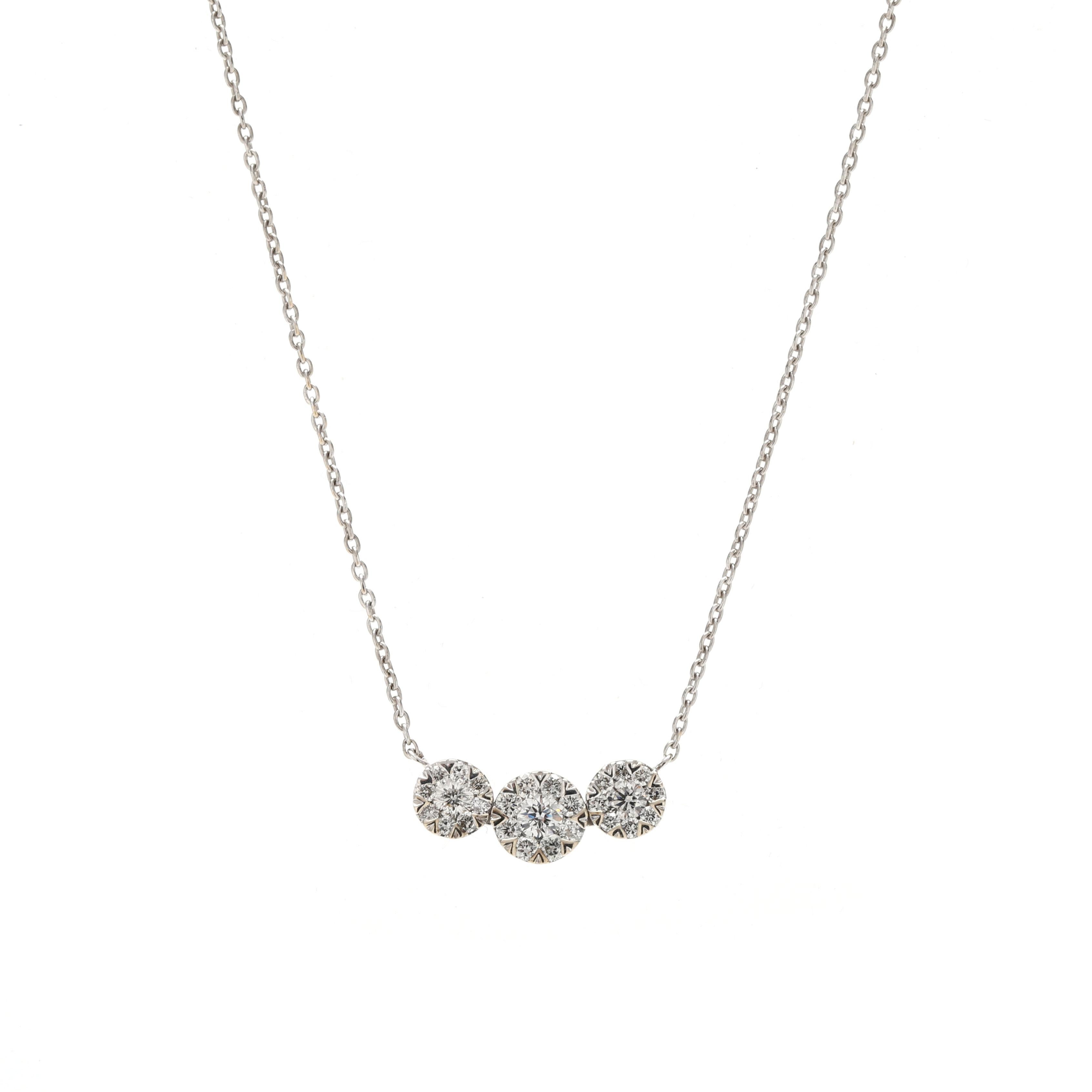 Collana con ciondolo a forma di aureola con diamanti da 0,33ctw, oro bianco 14k, lunghezza 18,5 pollici In condizioni buone in vendita a McLeansville, NC