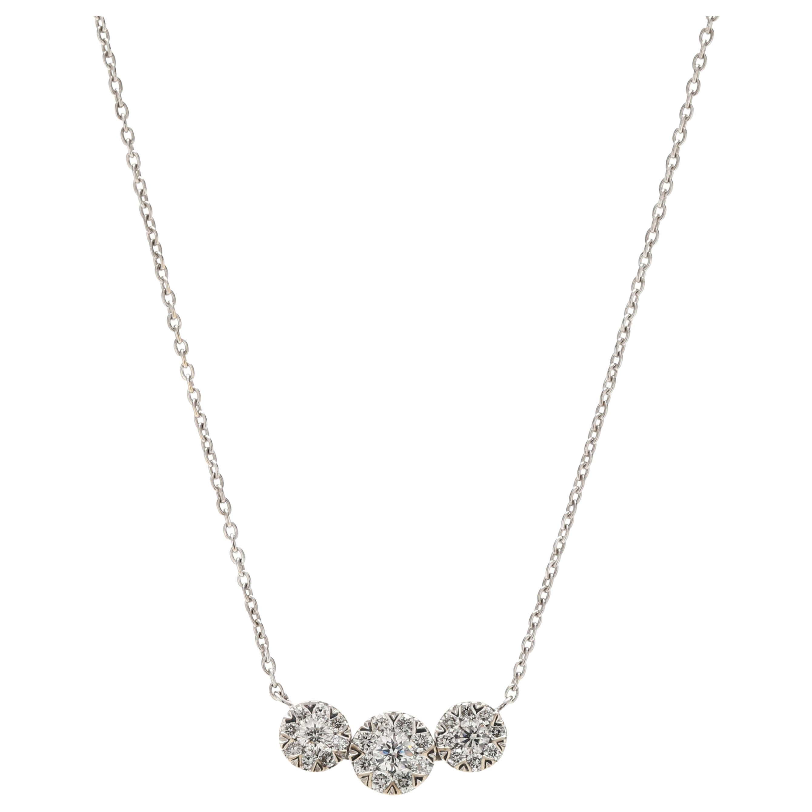 Collier pendentif halo en or blanc 14k avec diamants de 0,33ctw, longueur 18,5 pouces