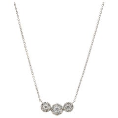 Collier pendentif halo en or blanc 14k avec diamants de 0,33ctw, longueur 18,5 pouces