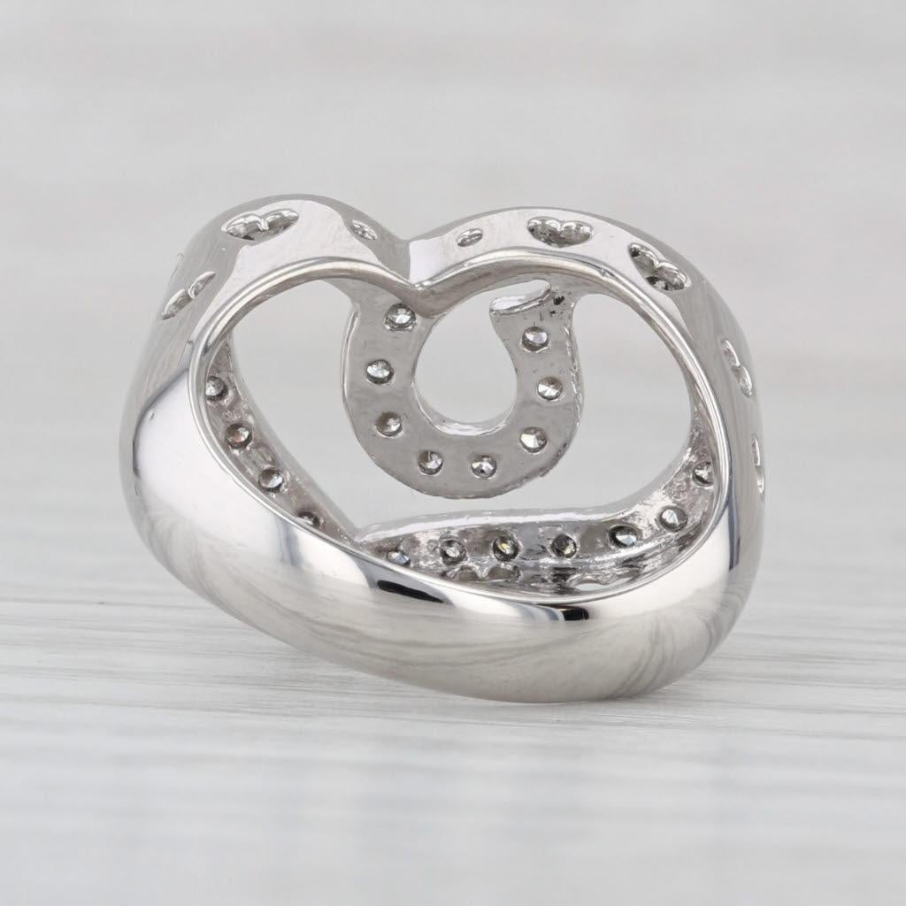 Round Cut 0.33ctw Diamond Interlocking Open Hearts Ring 900 Platinum Size 6.75 Cocktail For Sale