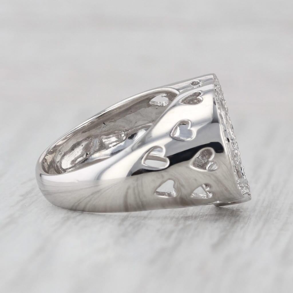 Women's or Men's 0.33ctw Diamond Interlocking Open Hearts Ring 900 Platinum Size 6.75 Cocktail For Sale