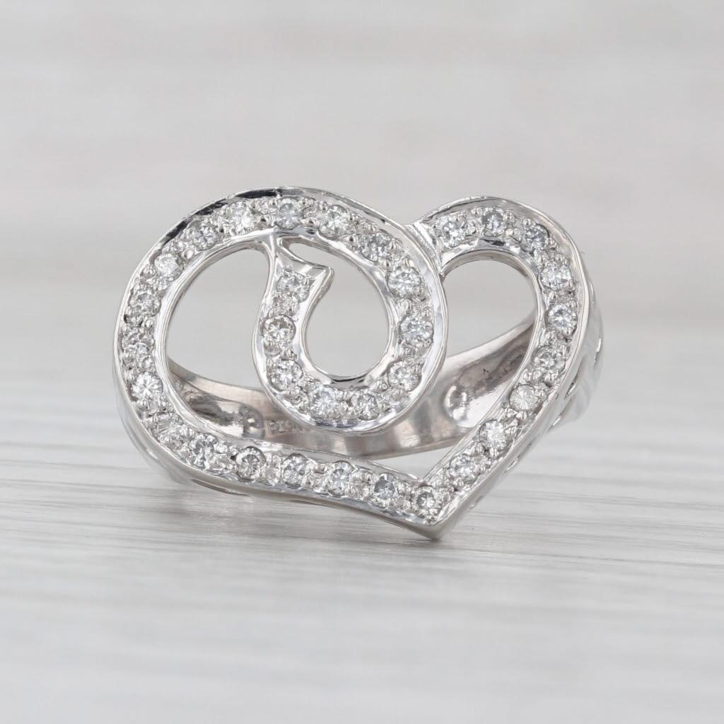 0.33ctw Diamond Interlocking Open Hearts Ring 900 Platinum Size 6.75 Cocktail For Sale 1