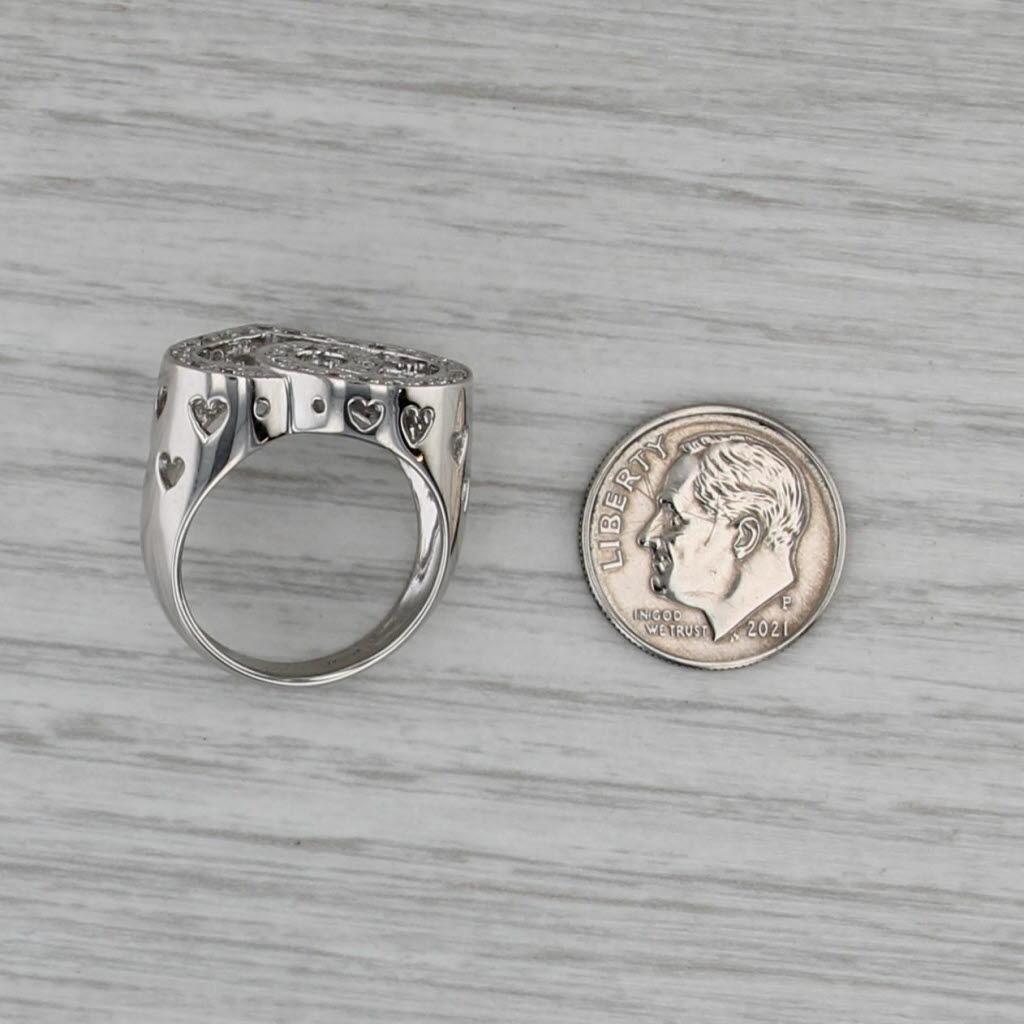0.33ctw Diamond Interlocking Open Hearts Ring 900 Platinum Size 6.75 Cocktail For Sale 2